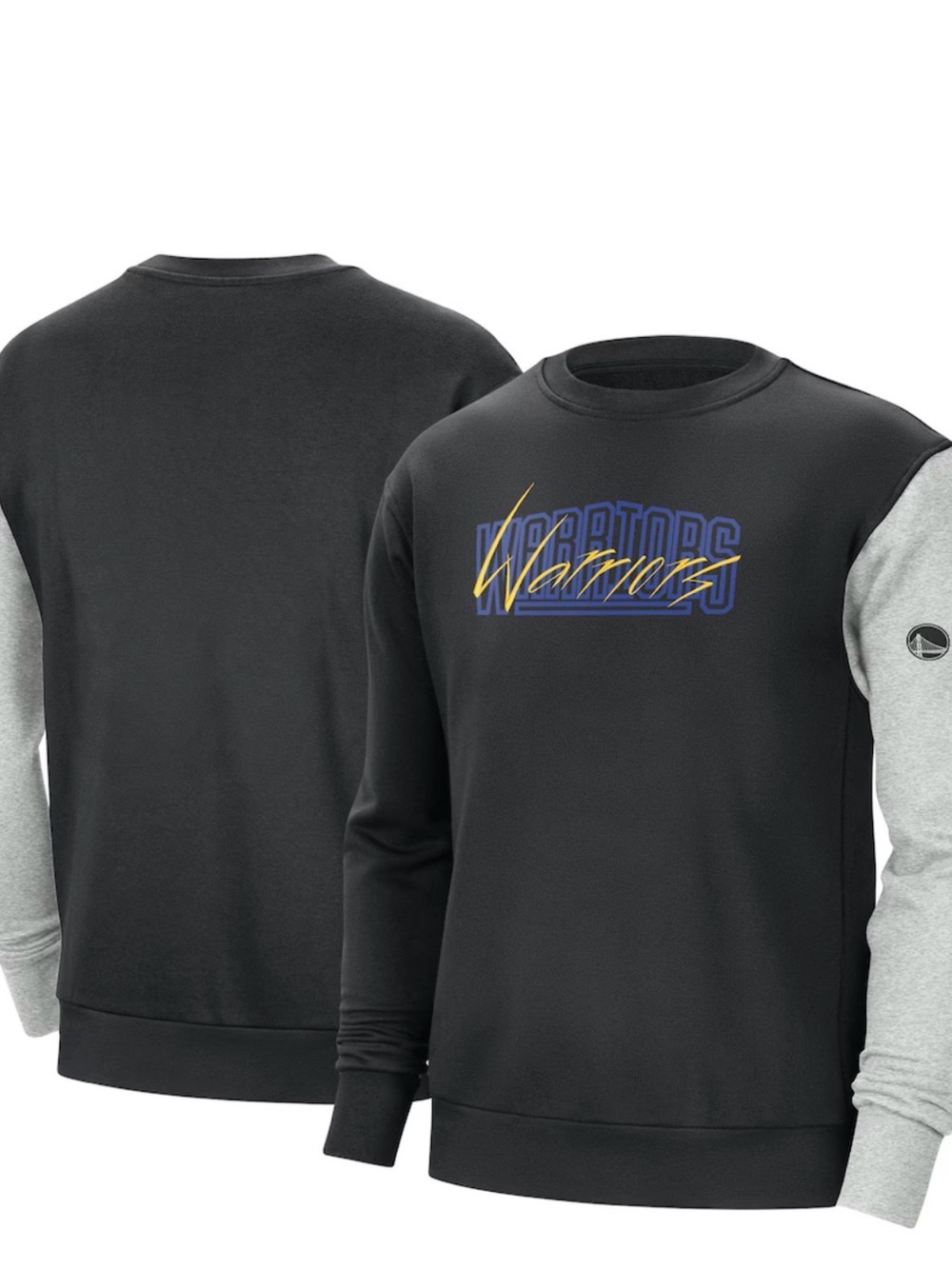 Men's Black & Gray Warriors Crewneck Sweatshirt